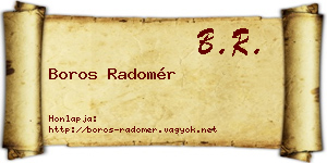 Boros Radomér névjegykártya